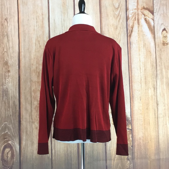 ☮️MISOOK Red/Black Button up Cardigan sz M Petite - Picture 3 of 8